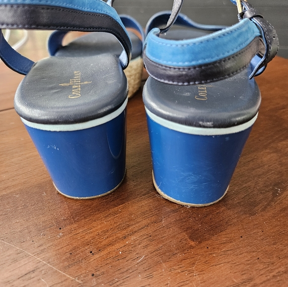 Cole Haan Admiral Platform Espadrille Blue Suede Open toe leather Sandals  10.5 - Picture 8 of 11